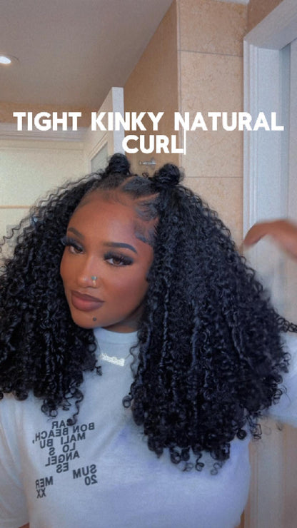 Side Part- 5x5 Hd Closure - Tight Kinky Natural Curl Wig